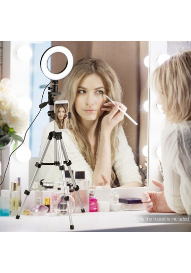 Mini Masaüstü Tripod Standı Alüminyum Alaşımlı 1/4 İnç Vida 21cm-65cm Akıllı Telefon Canlı Yayını İçin Ayarlanabilir Yükseklik Kompakt Led Video Işığı Dijital Kamera Gümüş