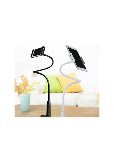 Springsun Alüminyum Metal 80cm Uzun Kollü Telefon Tablet Tutucu, 360 Derece Döner, Ev Ofis Kullanıma Uygun, 11-18cm Ekran Boyutuna Uyumlu Siyah Diğer