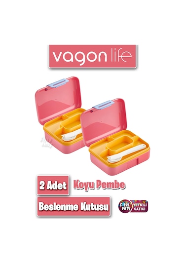 2'li Set Beslenme Kutusu Seçtiğiniz Renkte 2 Adet Gönderilir Ürün Vagonlife Markadır Koyu Pembe
