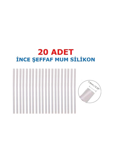 20 Adet Somafix İnce Şeffaf Mum Silikon 7.4x300 MM Çubuk Sıcak