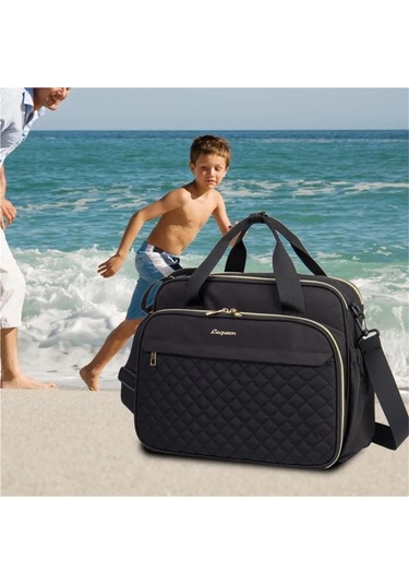 Jialan Anne Bebek Bezi Çantası Büyük Kapasiteli Çanta Anne İçin Siyah