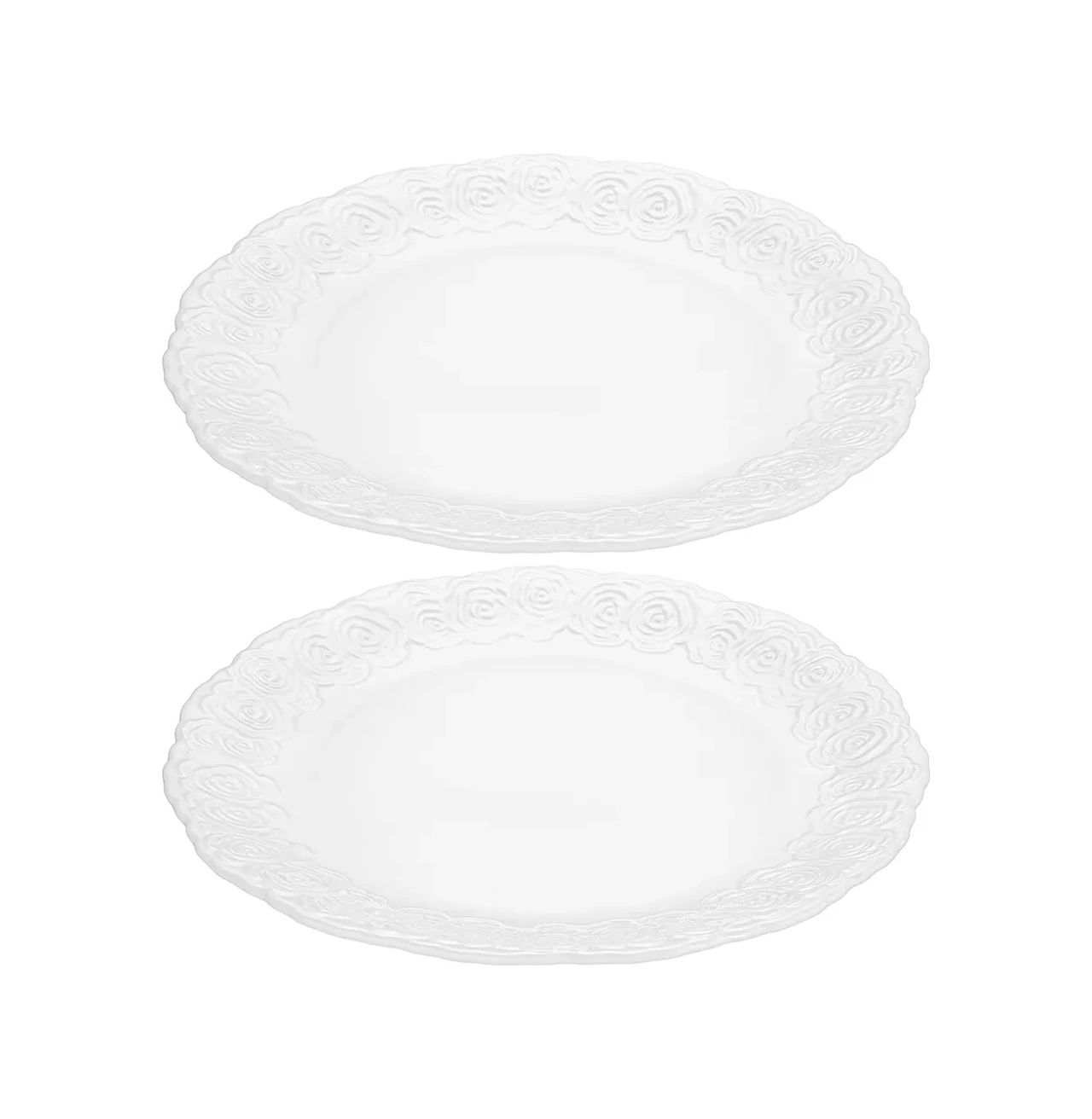 Elan Gallery Güller Figürlü Tabaklar, 2 Adet, 26,5 Cm 340585461 Beyaz