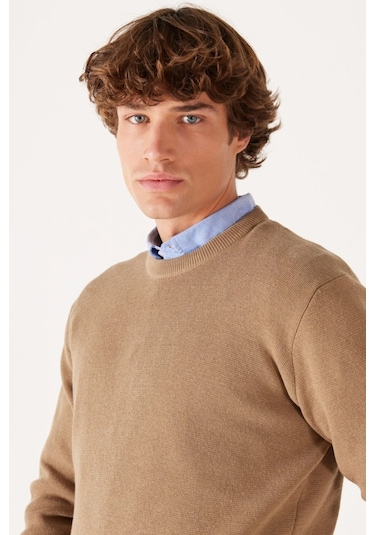 Wrangler Bisiklet Yaka Regular Fit Toprak Erkek Kazak W22210660 001