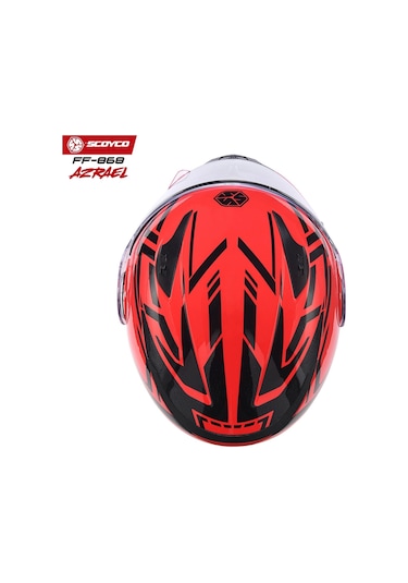 Scoyco FF-868 Azrael Güneş Vizörlü Çene Açılır Kask Kırmızı - Siyah