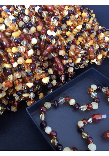 İpek Kehribar Multi Color Sertifikalı Hakiki Baltık Kehribar Bebek Diş Kolyesi