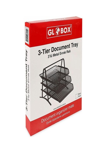 Globox Metal Evrak Rafı 3lü Siyah No: 6255