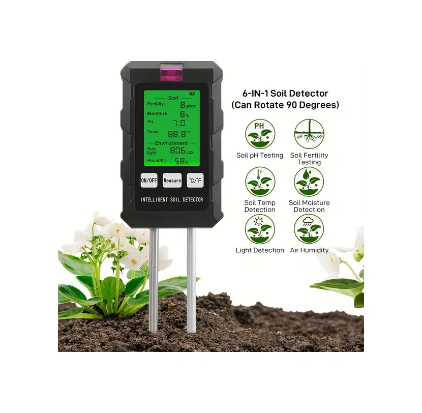 Willowhaven Siyah 6 Lı 1 Arada Dijital Toprak Nem Ölçer - Sıcaklık, Nem, Ph Ve Işık Ölçümü