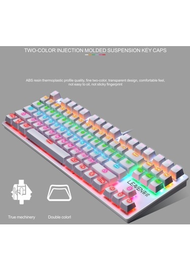 Leaven K550 87 Tuşlu Yeşil Switch Kablolu RGB Mekanik Oyuncu Klavye