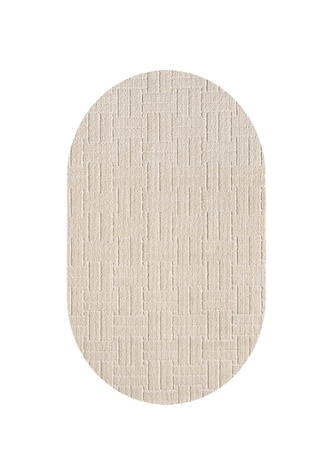Salon Halısı Krem Kaymaz Taban Yumuşak Oval