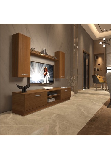 Decoraktiv Eko 5db Mdf Dvd Tv Ünitesi Tv Sehpası Ceviz