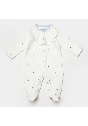Biorganic Love Floral Yenidoğan Bebek Tulum 60791 Ekru