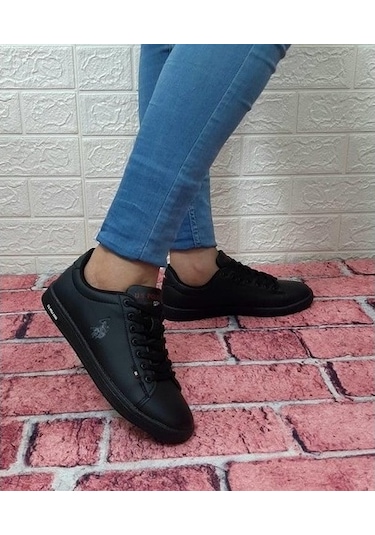 U.S.Polo Franco Siyah Düz Tabanlı Sneaker Bayan Erkek Spor Ayakka