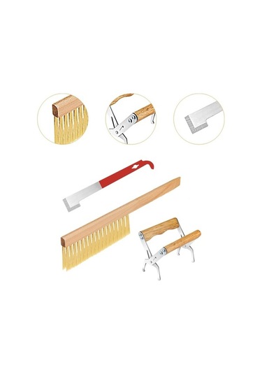 Pazly Suntek Ahşap Saplı Kovan Fırçası Arıcılık Aleti 3x Pm