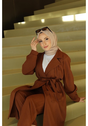 Ay Parça Detaylı Takım Kahverengi Kahverengi