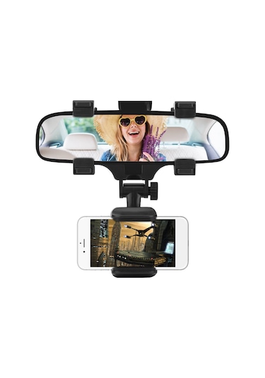 Xindoker Araç Geribakış Aynası Telefon Tutucu: 360 Döner, 5-9cm Cihaz Uyumlu, Silikon Sağlama Ve Kırılmaz Plastik Malzeme İle Kolay Kurulum Diğer