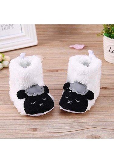 Suntek Sevimli Karikatür Hayvan Unisex Çocuk Polarlı Panduf Beyaz