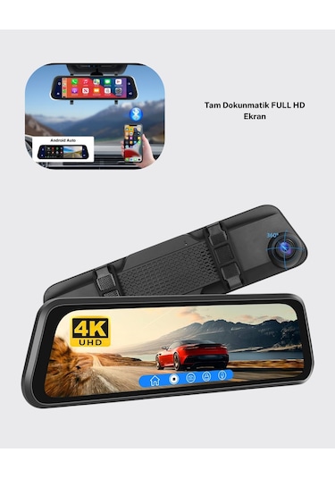 10 İnç Tam Dokunmatik Dikiz Aynası Kamera Ön Arka Full Hd