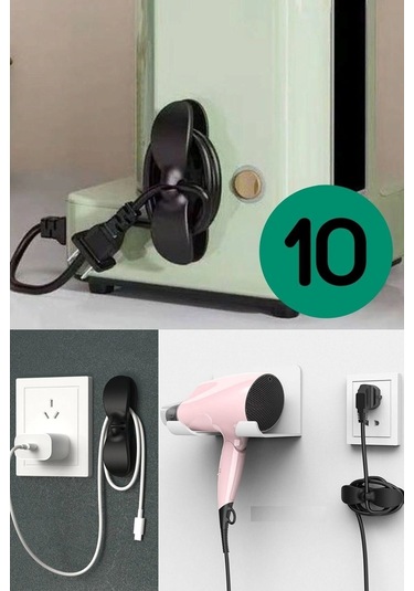 10 Adet Yapışkanlı Airfryer Kablo Sabitleyici Düzenleyici Çok Amaçlı Kablo Tutucu Kablo Toparlayıcı