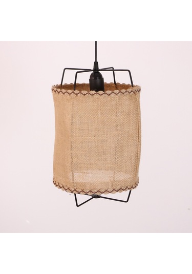 Cappadocia Doğal Jut Siyah Barlı Avize 25x35 Cm Bej