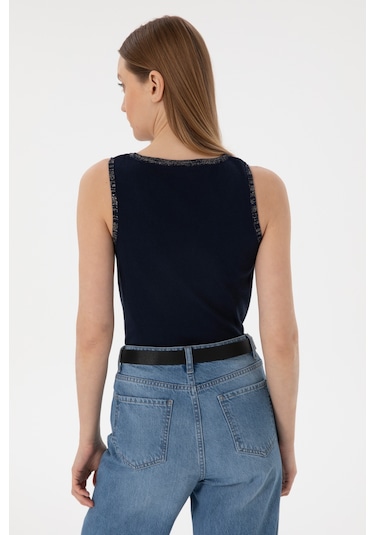 U.S. Polo Assn. Kadın Lacivert Bisiklet Yaka Triko Tişört 50306480-VR033