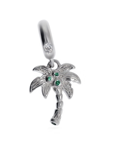 Kadın Yeşil Taşlı Yaz Esintisi Palmiye Model Gümüş Charm