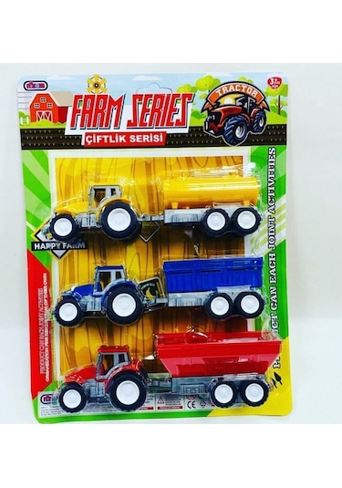 Farm Series Oyuncak Traktör Seti 3'lü Oyuncak Traktör Set Çoklu