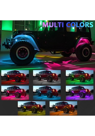 Lemestar 4 Adet Renkli Araç Led Işık Kiti - Müzik Senkronizasyonlu, Su Geçirmez, Uzaktan Kumandalı