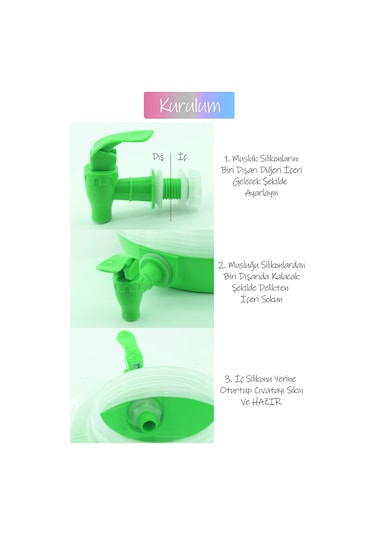 Musluklu Katlanır Su Bidonu Outdoor Akordiyon Kamp Çeşme Piknik Damacana İçecek Şişesi Kova Yeşil