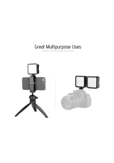 Andoer W49 Mini Interlok Kamera Dim Led Panel Işık Siyah Siyah