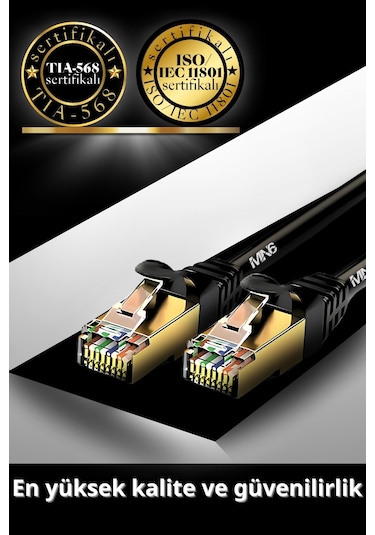 MN6 M109F Cat7 Kablo 5 Metre/Bakır-10gbps-50 Mikron Altın Kaplama/5M Cat7 Ethernet Kablosu