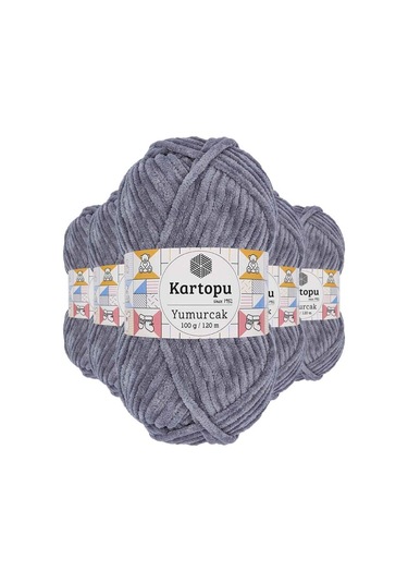 5 Adet Yumurcak Kadife El Örgü İpi Koyu Gri K951