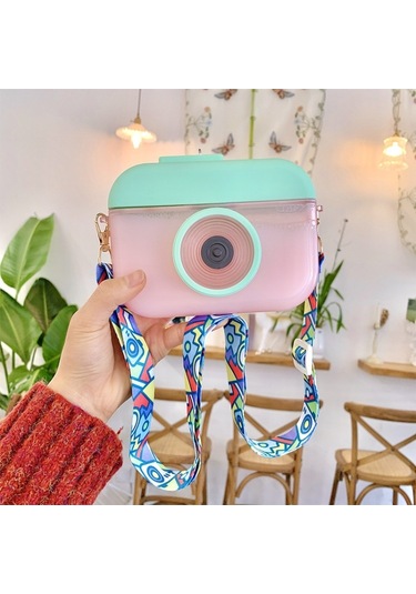 Kamera Plastik Kupa Çocuklar Suyu Kupası Seyahat Boş Zamanlı Su Kupası Pembe