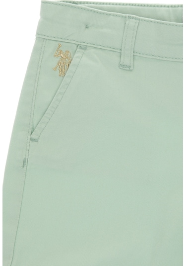 U.S. Polo Assn. Kız Çocuk Su Yeşili Cepli Dokuma Şort 50309143-VR048
