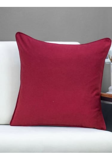 Keten 43x43 Kırlent Kılıfı 2'liı Fermuarlı Evtex Bordo