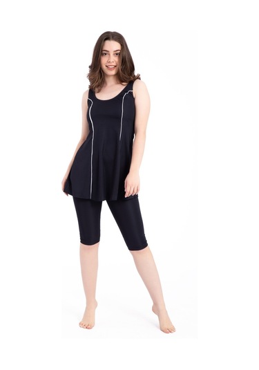 Kadın 501 Şeritli Taytlı Elbise Mayo Lacivert-lacivert 31559 - 1 Lacivert