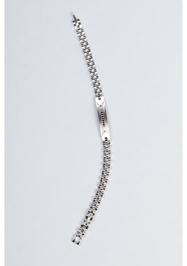 So Chic Zirkon Taş Detaylı 21 Cm Çelik Erkek Bileklik Gri 80840189