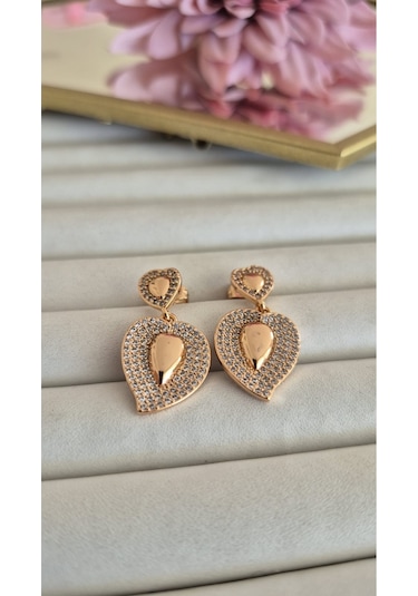 Vip Vintage Kararmaz Heart Küpe Altın