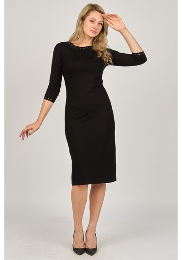 Sistas Kadın Kol Ve Boyun Detaylı Elbise 6690597 Siyah Siyah