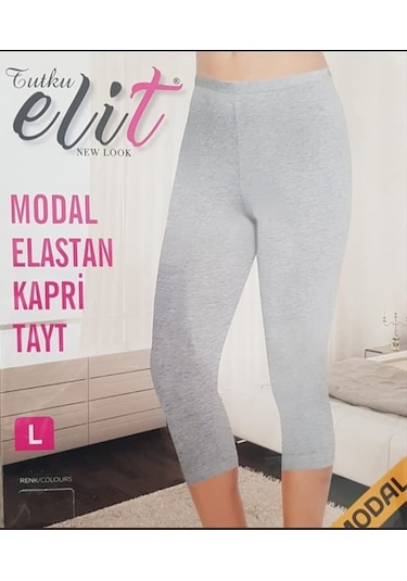 Tutku Elit Bayan Modal Elastan Dizaltı Kapri Tayt 2102 Gri