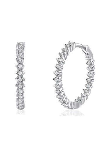 Brezza Lusso Jewelry Timeless Series Sonsuz Parıltı Pırlanta Kesim Halka Gümüş Küpe Gümüş