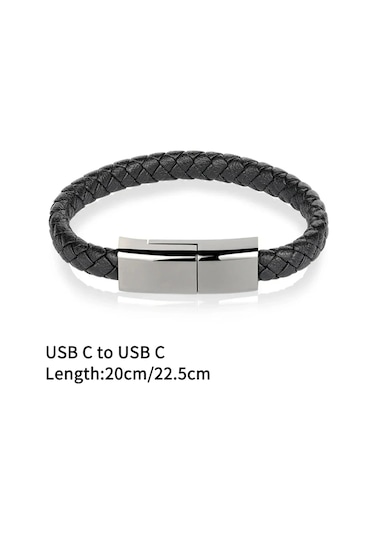 Maerknonusb C Şarj Kablosu - Çift Örgülü Bilezik Tasarım, Hızlı Şarj Ve Veri Aktarımı, İphone 14/15 Ve Samsung Uyumlublack2m