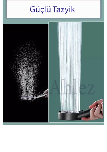 Maxima 5 Fonksiyon Duş Başlığı + Siyah Pvc Hortum + Siyah Mafsal Mat - Siyah