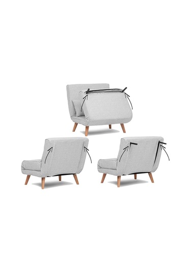 Folde 80 Tekli Yataklı Katlanır Koltuk Teddy Gri Gri