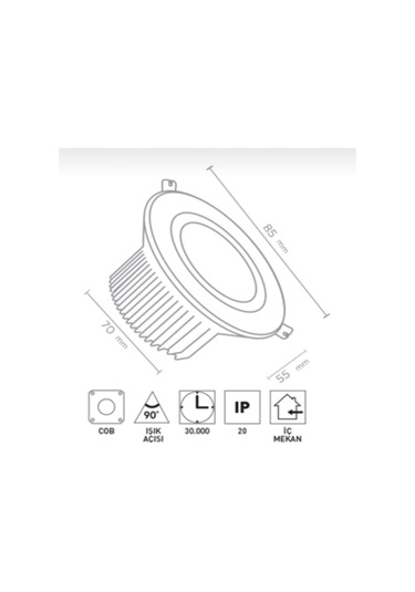 5 Adet 5 Wat Cob Led Beyaz 6500k
