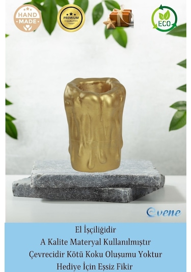 Mumluk Şamdan Tealight Mum Uyumlu Büyük Erimiş Mum Model - Altın