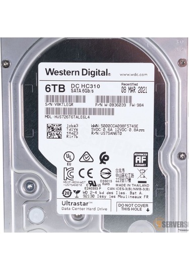 Western Digital Ultrastar Dc Hc310 Hus726t6tal5204 3.5" 6 Tb Sas Fw: 984 Sabit Disk Harddisk