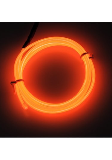 Bataryalı Araç Içi Aydınlatma Ip Şerit Led Neon Turuncu 2 Metre
