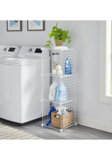 3 Bölmeli Beyaz Renk Metal Ofis Mutfak Kapı Önü Ayakkabılık Dolap