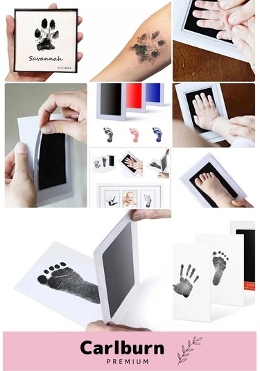 Carlburn Anılarınızı Ölümsezleştirin Kimyasal İçermeyen 2 Kez Kullanımlık El Ayak İzi Fotoğraf Çerçevesi Çok Renkli