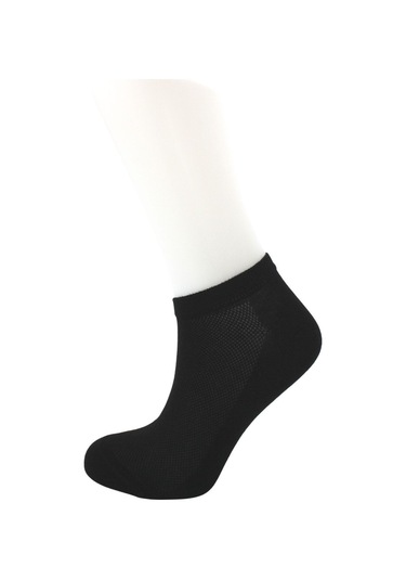 Kadın Patik Siyah Pamuklu Çorap 6'lı Paket Pirinç Örgü Siyah